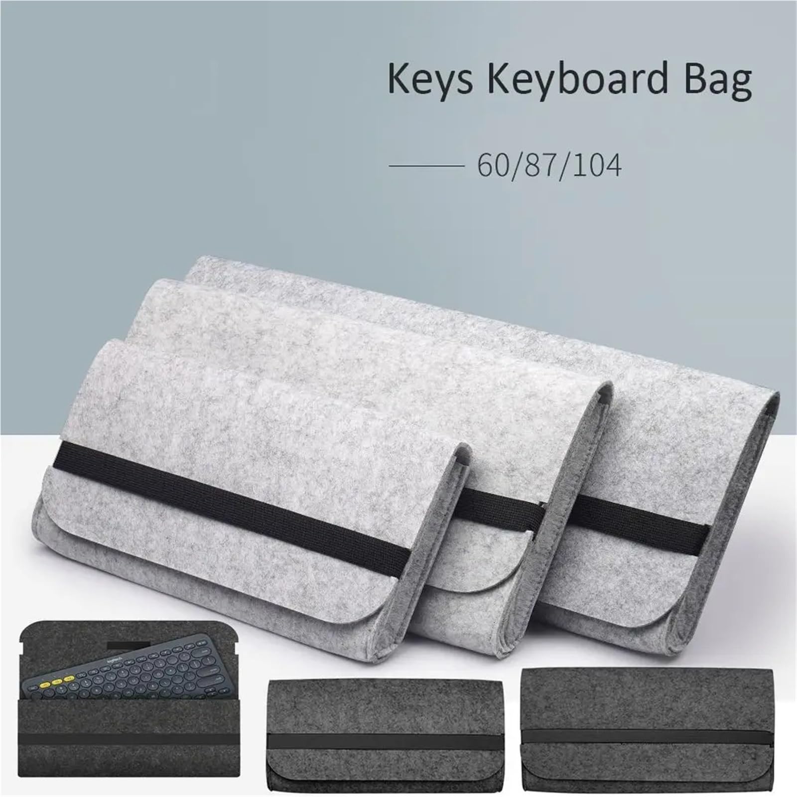 Funda Protectora Para Teclado Bolsa de almacenamiento de llaves 60/ 87/104, funda protectora, bolsa for teclado de ordenador, Estuche de transporte for teclado, bolsa de fieltro, paquete for teclado(L