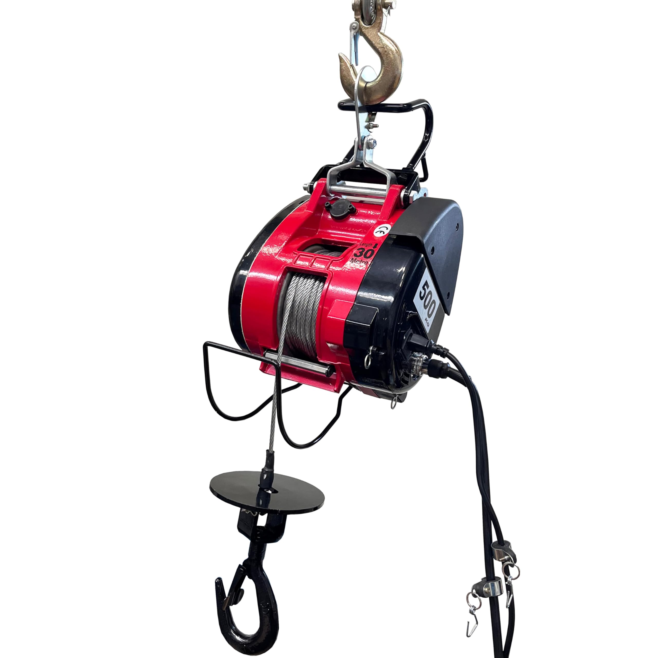 Dragon Winch - Verricello a cavo elettrico portatile 500 kg 1800 W 220 V | Paranco elettrico con telecomando cablato e cavo in acciaio 30 m - Ideale per officina, magazzino, fai da te, costruzione