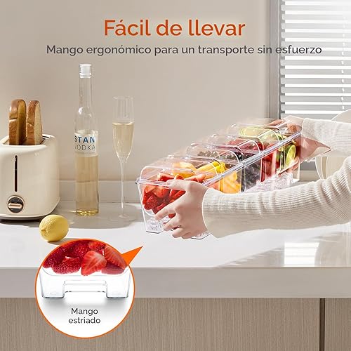 Miniatura 8 de Lifewit Bandeja de condimentos enfriada con hielo con 5 recipientes (2.5 tazas), servidor de condimentos con tapas separadas, bandeja para servir