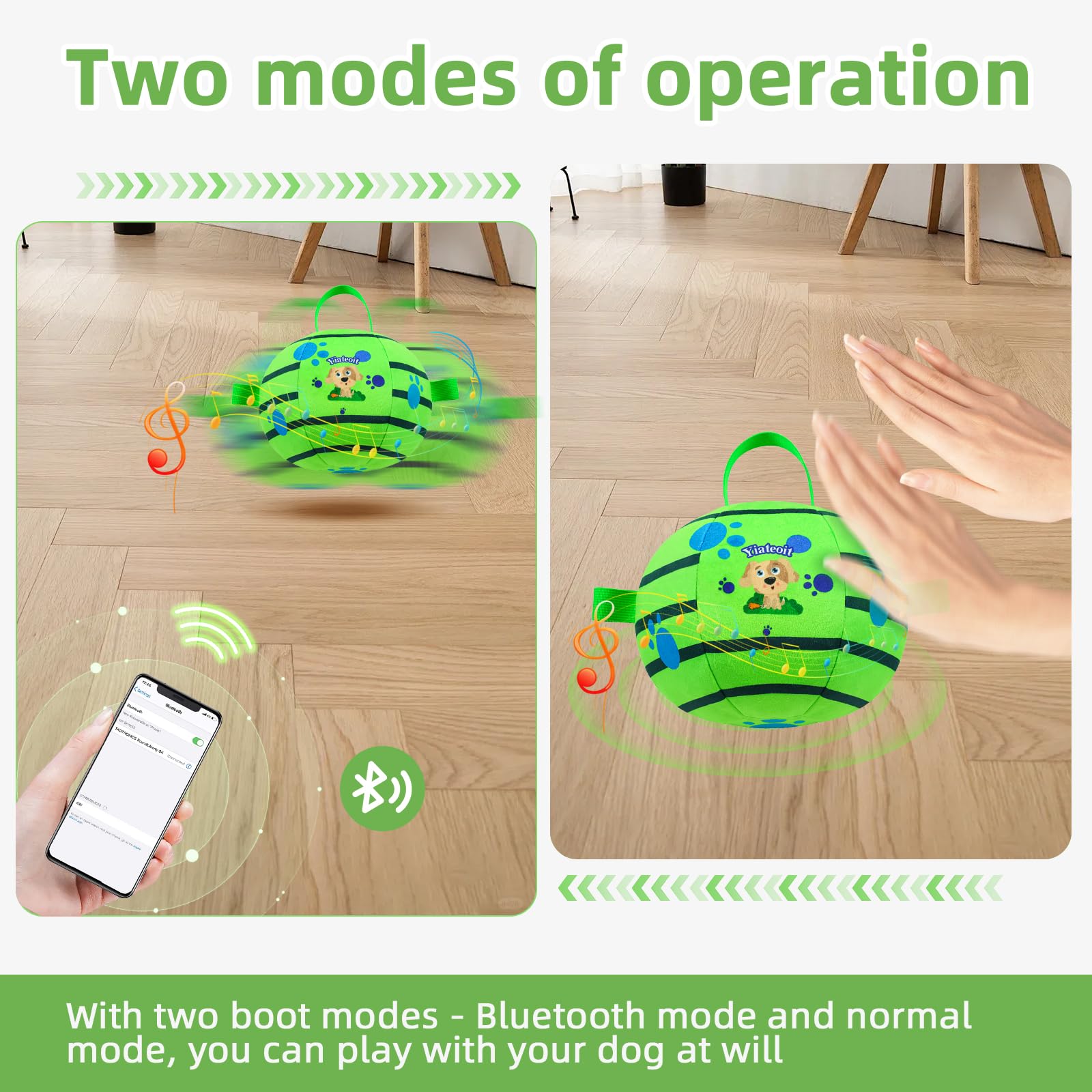 Juguetes interactivos para perros, bolas de perro con control remoto con funciones de salto, balanceo y movimiento, incluye una pelota vibratoria para perro y tela masticable duradera para un