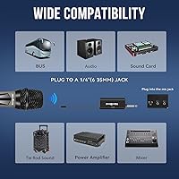 Vista 3 de Micrófonos inalámbricos, sistema de micrófono dual de karaoke, Microfonos Inalambricos con receptor recargable, juego de micrófono dinámico