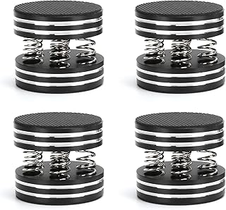 Sound Isolation Feet,4PCS Aluminum Spring Speaker Spikes Turntable Isolation Feet for HiFi Amplifier/Speaker/Turntable/Player (black)
