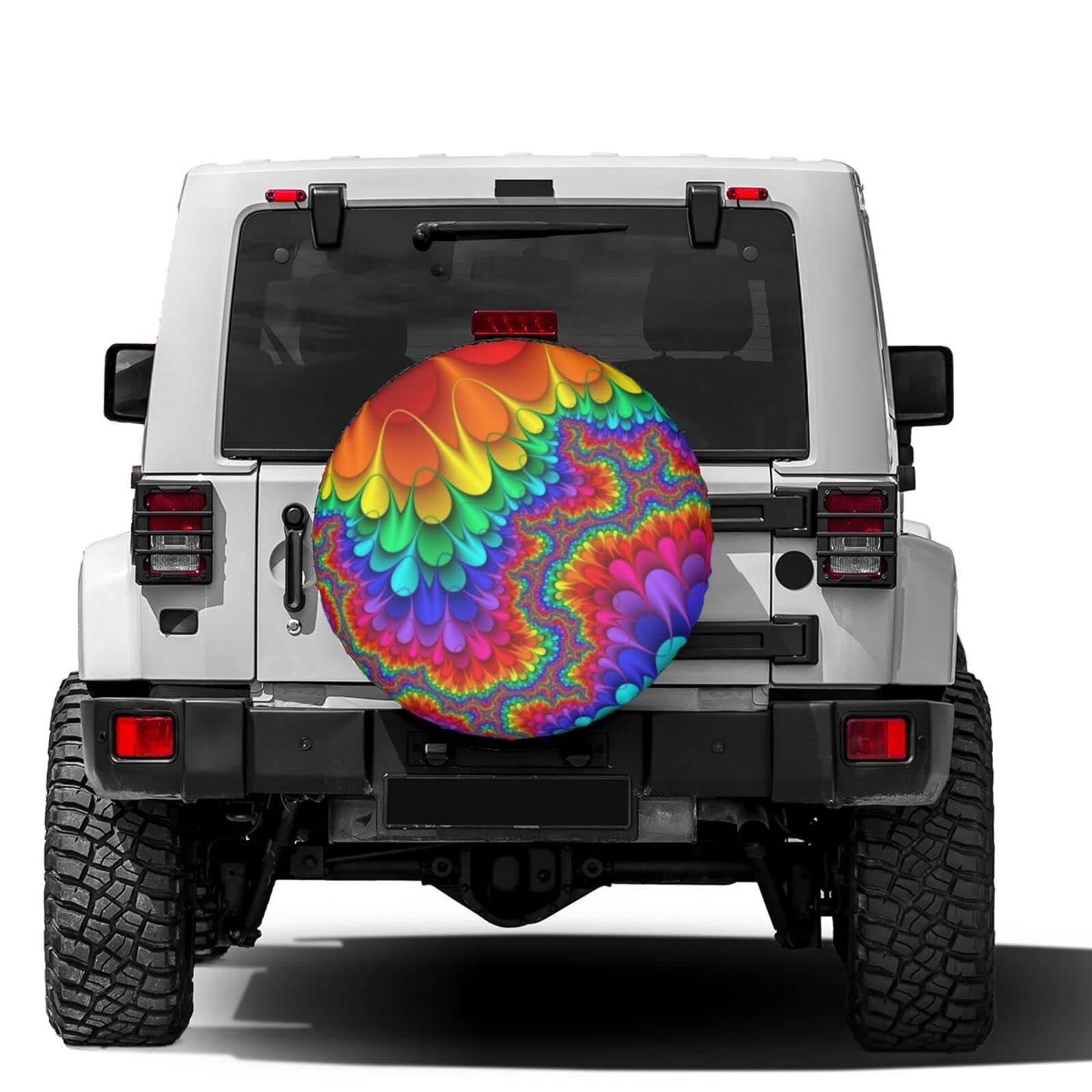 Foruidea Tie Dye Abstract Rainbow Color Spare Tire Cover Dust-Proof Wheel Tire Cover Fit Trailer, RV, SUV and Many Vehicle 15 Inch