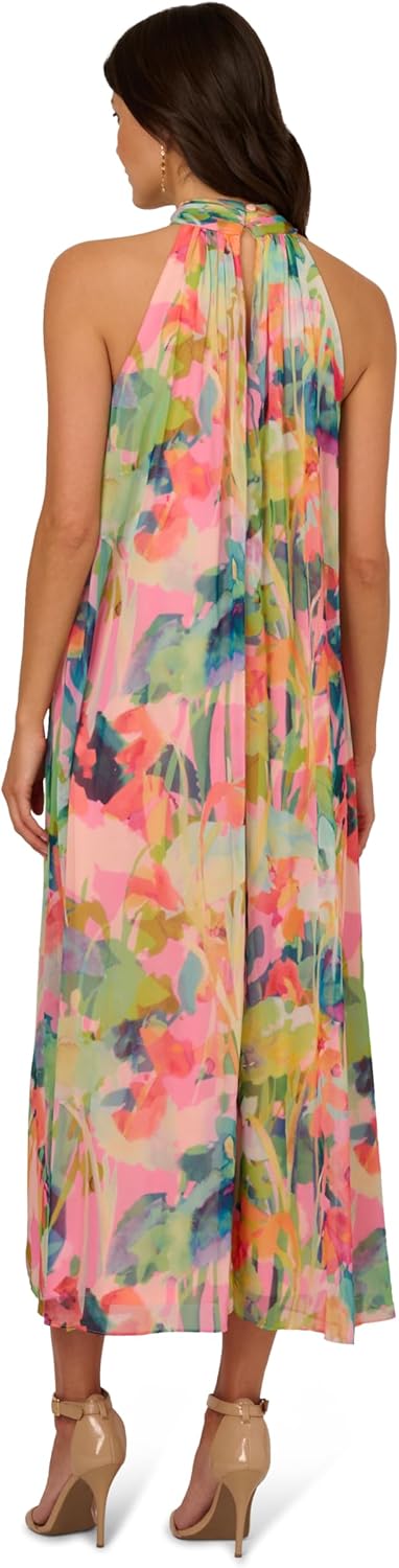 Adrianna Papell Print Chiffon Trapeze Dress, Pink Multi