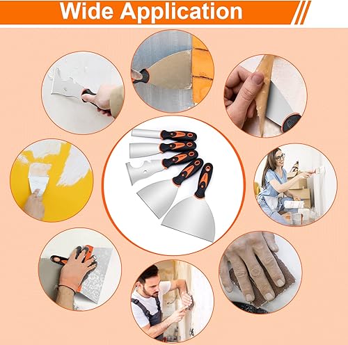 Vista 18 de THINKWORK Juego de cuchillos para paneles de yeso, 10 herramientas para paneles de yeso que incluyen juego de cuchillos de masilla de acero