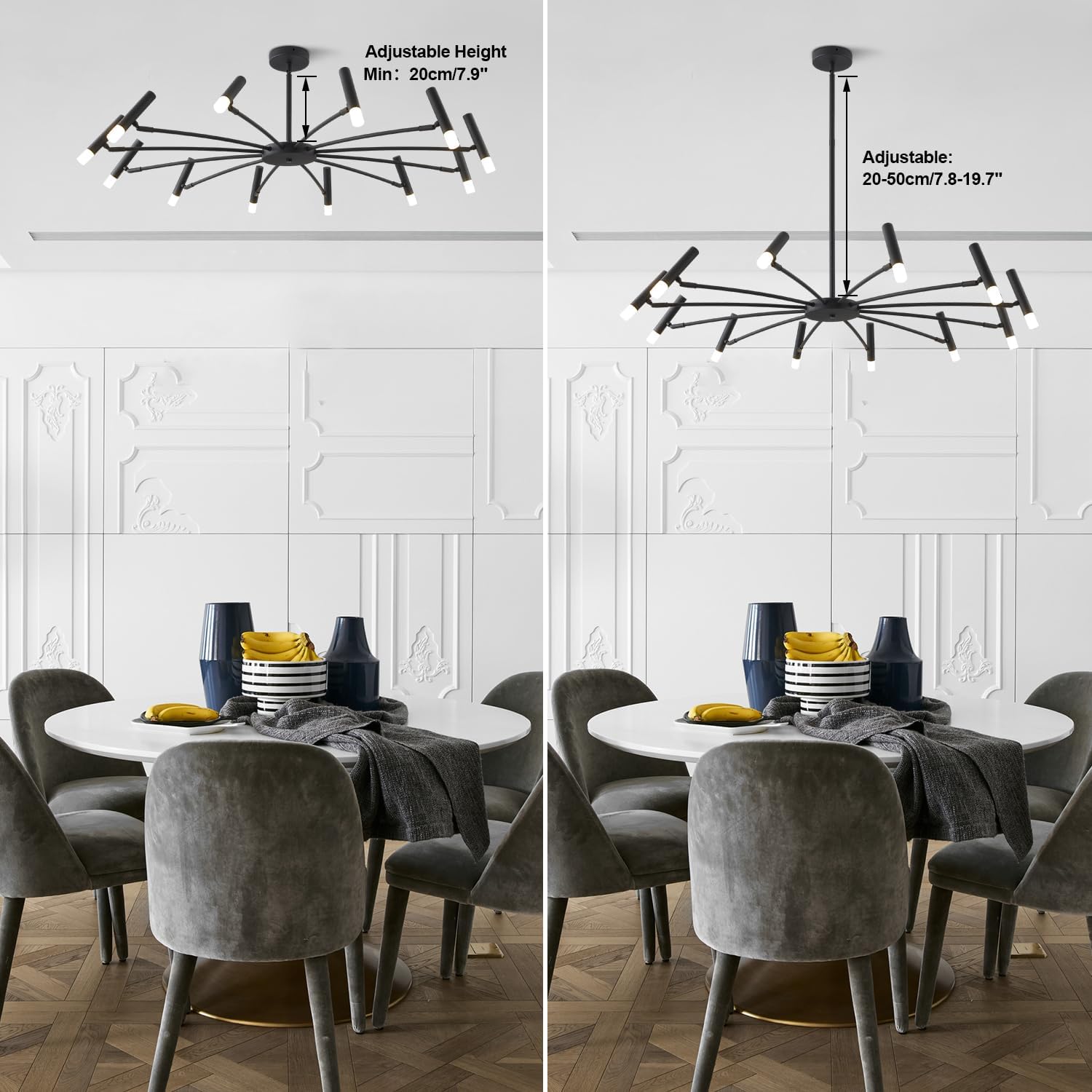 Mid Century Modern Sputnik Light Fixture Farmhouse Black Sputnik Chandelier Industrial Flush Mount Ceiling Light Vintage Schoolhouse Pendant Light