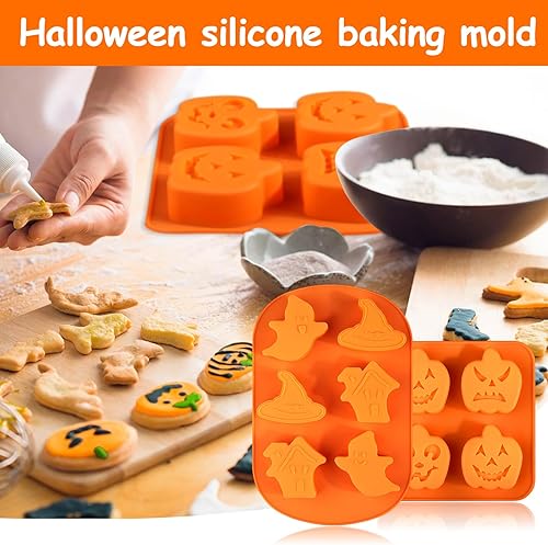 Miniatura 7 de AIERSA Moldes de silicona de Halloween, 1 molde de silicona de calabaza y 1 molde de fantasma para pasteles de Halloween, dulces, gelatina, chocolate