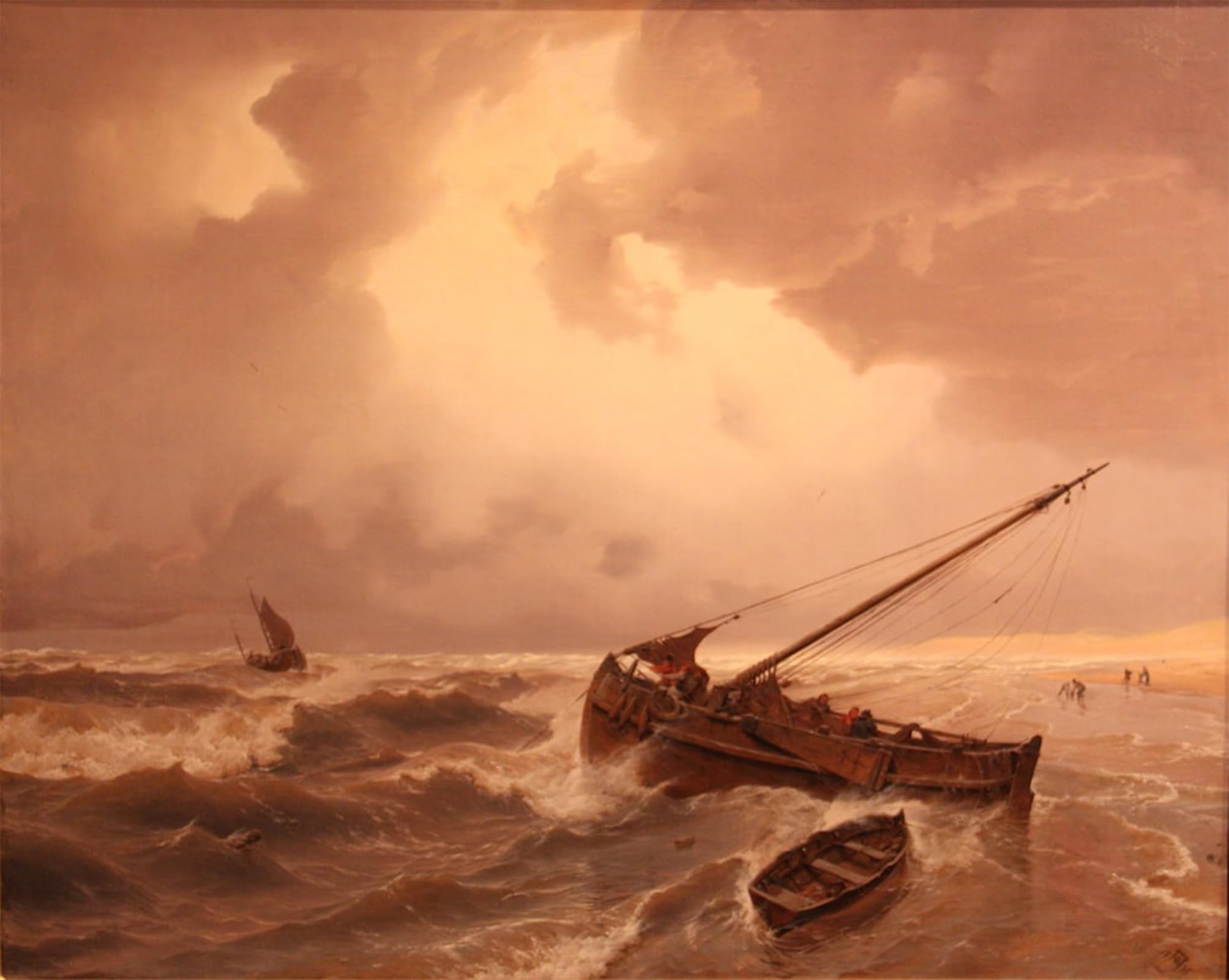 Artxlxxbn No Frame Famous Painting Canvas Artwork Graffiti Print Scheveningen Beach By Andreas Achenbach Portrait Canvas Image For Home Decor 60X90cm