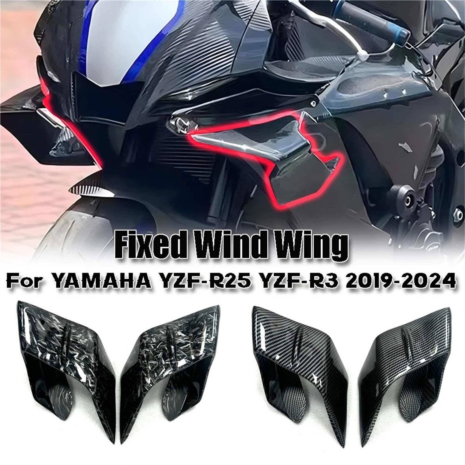 spojler tylnego zderzaka Pasuje do Yamaha YZF-25 YZF-R3 2019-2024 Akcesoria motocyklowe Stałe Owiewka Małe skrzydło Spoiler Aerodynamiczne Spoiler dachowy