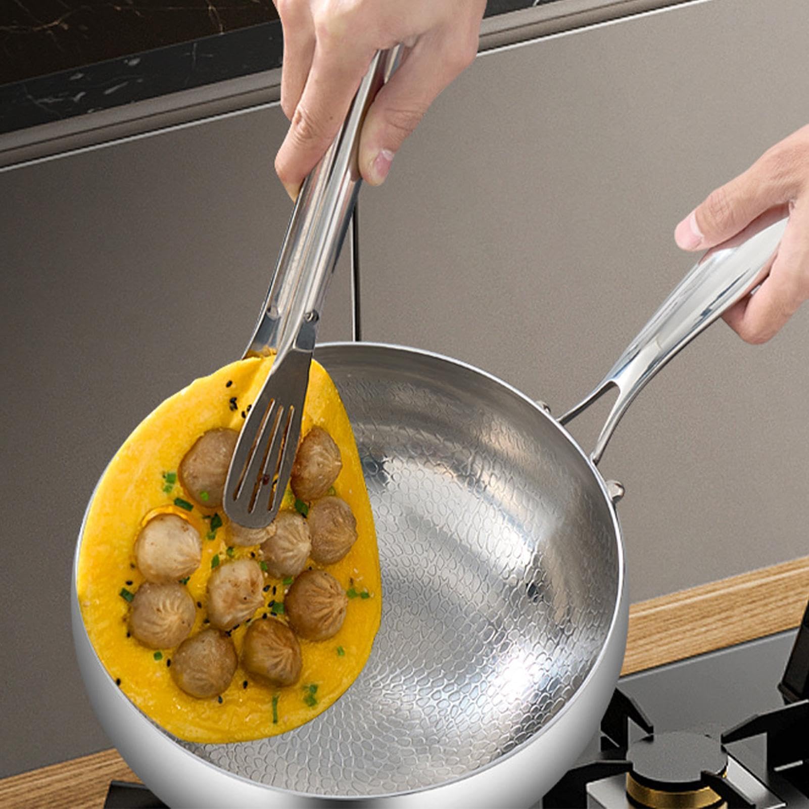 Generisch Poêles à frire en titane de 28 cm de profondeur avec couvercle, batterie de cuisine à induction à plat | Poêle mélangeur antiadhésive à chauffage rapide pour braiser des soupes dans la