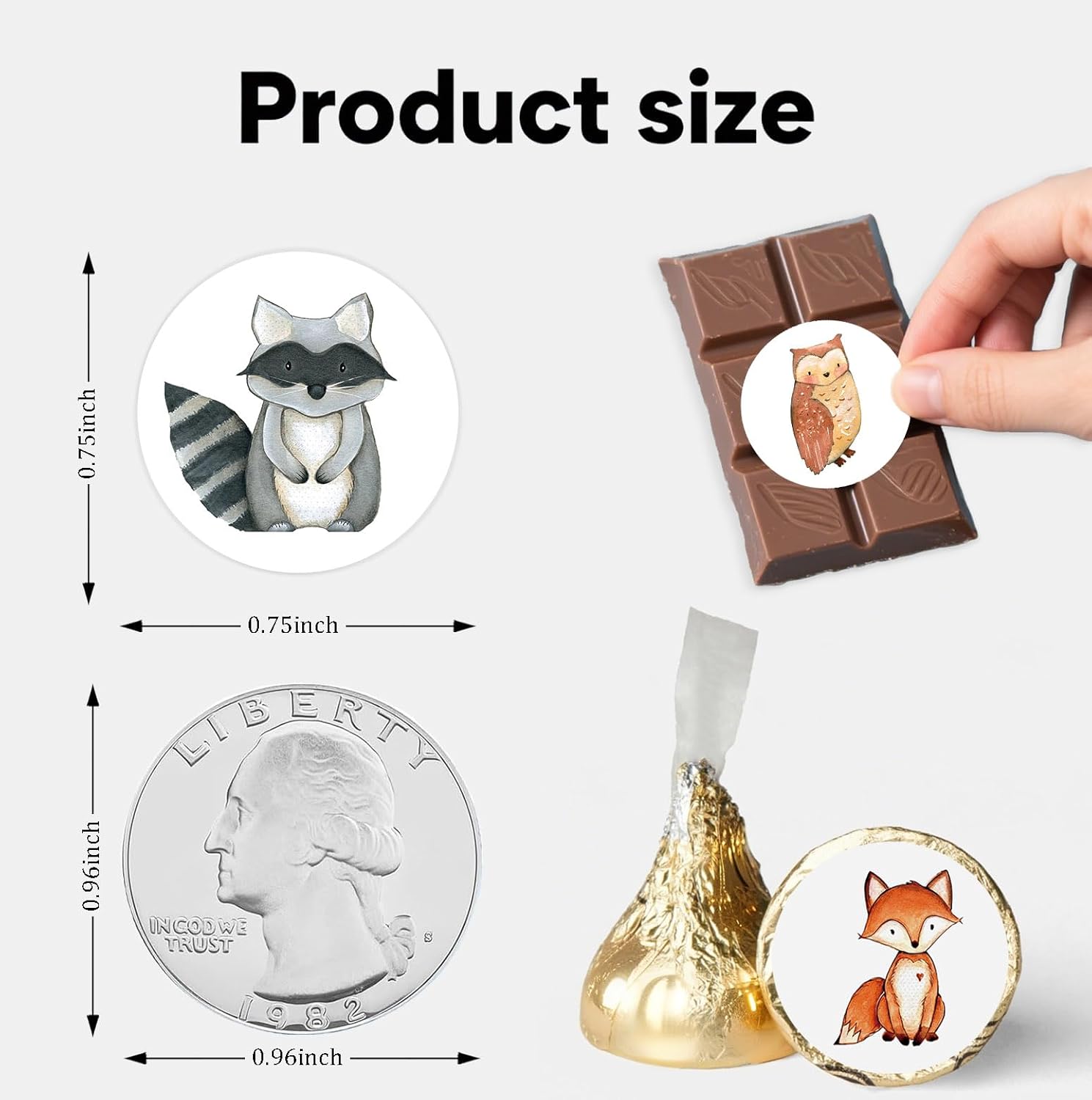 Woodland Baby Shower Favors Stickers, 450PCS Forest Animals Chocolate Kisses Candy Stickers, Baby Shower Candy Labels for Boy Girl - Image 2