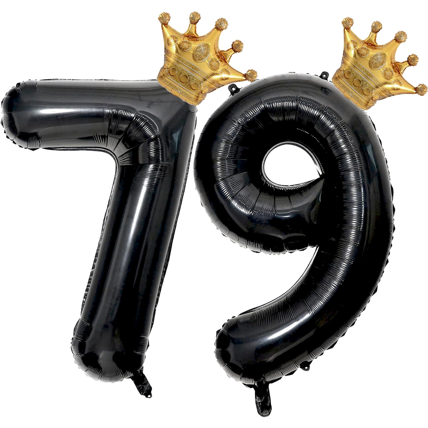 40 inch Large Black 79 Balloon Number with Gold Crown Balloons 79th Birthday Big Foil Mylar Helium Balloon for Women Man 79th Birthday Anniversary Decorations Supplies Favors(Number 79 Balloons）