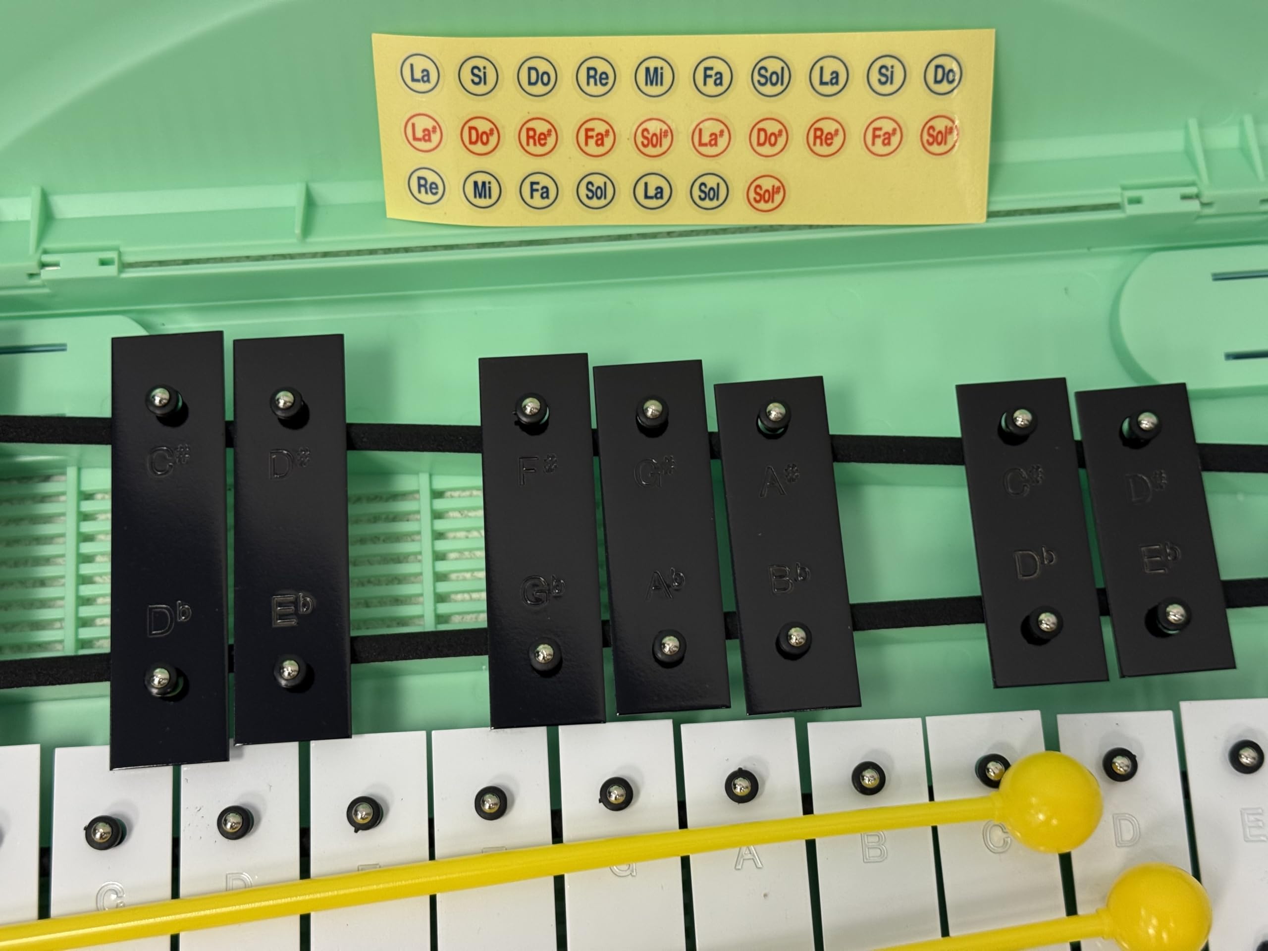 ROCKSTAR - Xilófono Glockenspiel Carrillón Metalofono Angel AG27NG Cromático, 27 Teclas Negras y Blancas con Estuche y Mazas. Para uso escolar ó domestico, Instrumento Musical Rítmico