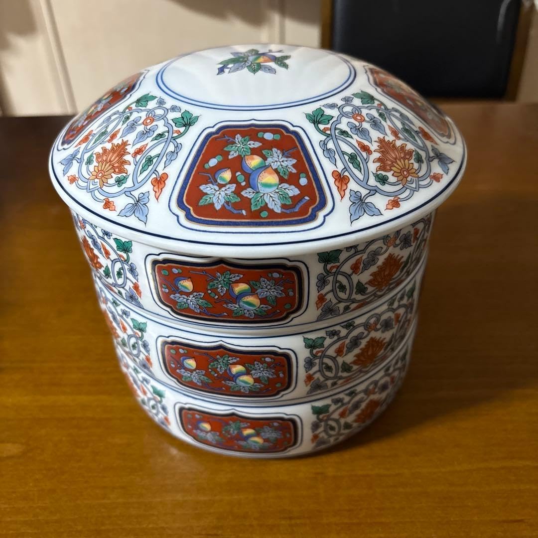 有田焼 其泉窯 草花果実文 三段重