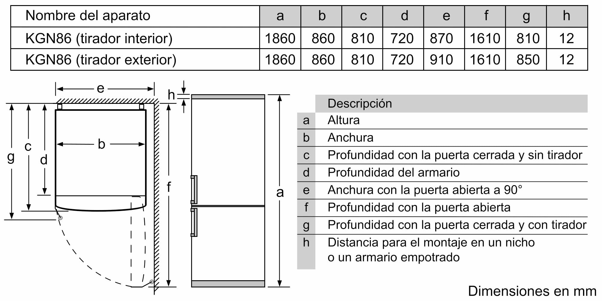 Bosch Frigorífico combinado, Libre instalación, 186 x 86 cm, Serie 6, Acero inoxidable antihuellas, KGN86AIDR