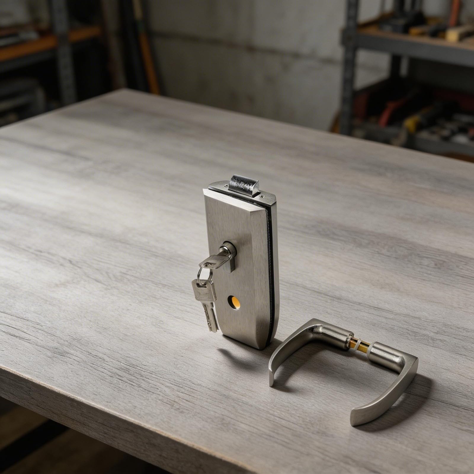 Poignée de porte en verre design en acier inoxydable brossé avec serrure moderne Zoegneer