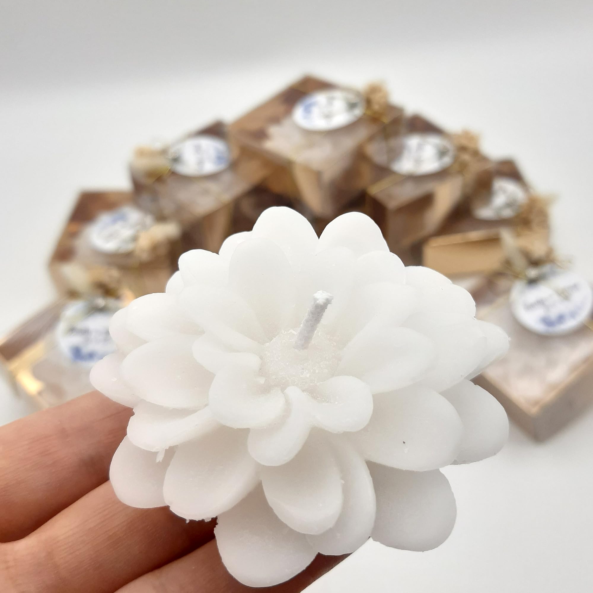 Giftsupstore Wedding Favor Guest Bulk – Lotus Shaped Candle Party Favors – Custom Baby Shower Gifts, Ocean Pary giveaways, Return Gifts (White, Set of 20)