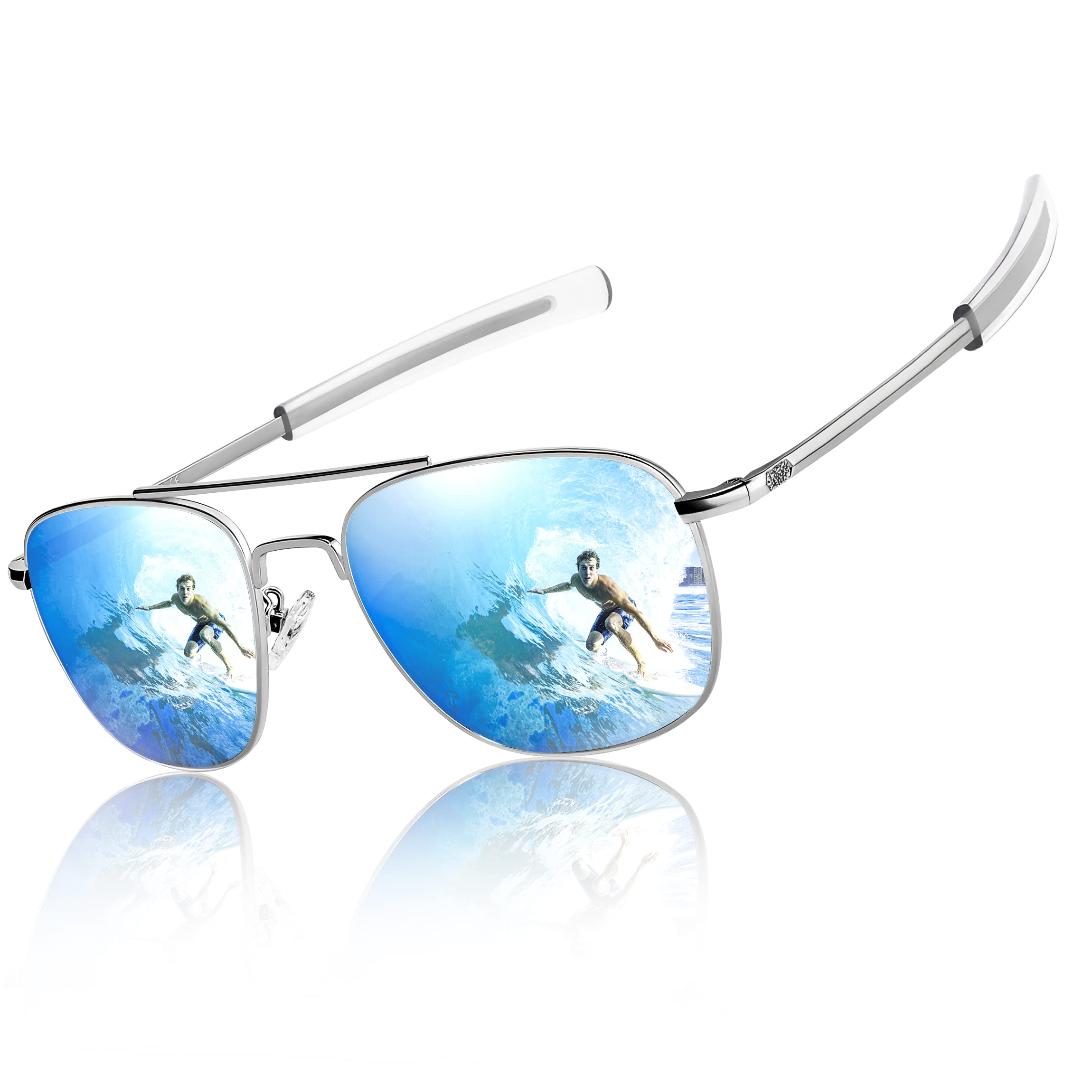 Aviator Sunglasses for Men Women, Polarized Driving Metal Frame Pilot Sun Glasses with UV Protection