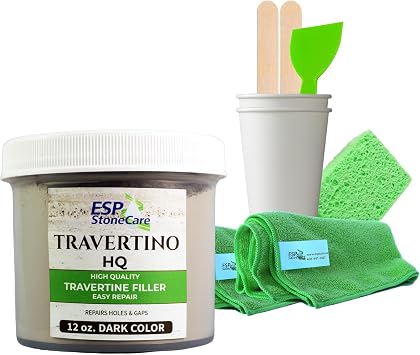 Travertino HQ Dark Repair Kit Travertine Hole & Crack Filler with Tools Dark Stone Shade