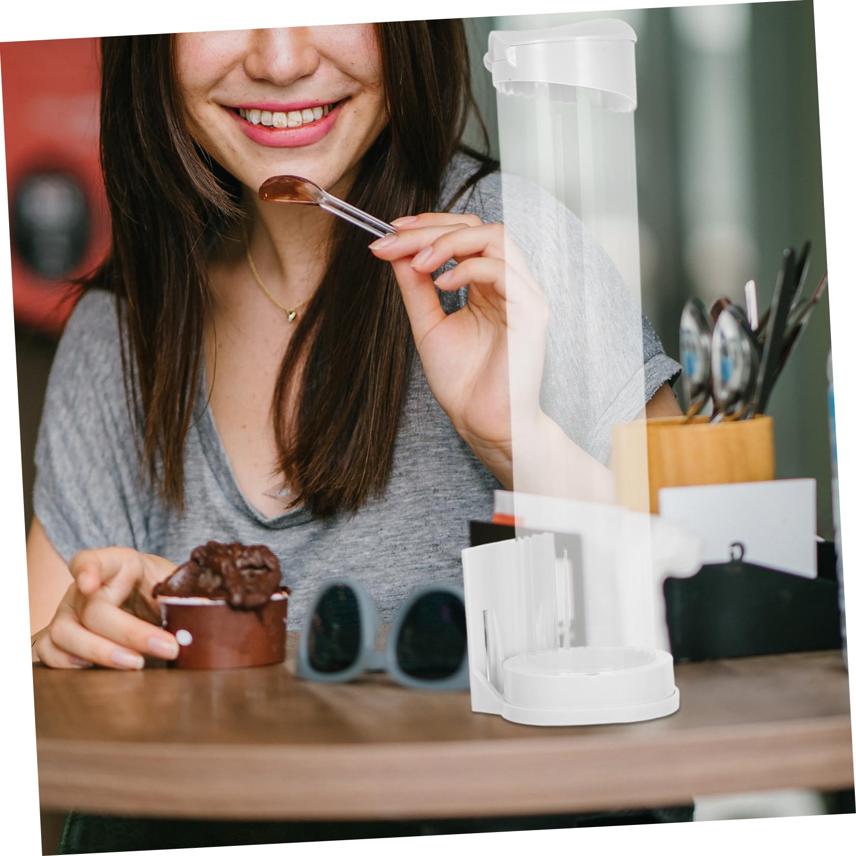 Porta Coni da Tavolo in Plastica Trasparente per Gelato, Supporto Gelato Compatibile Macchine Automatiche, Dispenser Pratico e Salvaspazio per Bar e Gelaterie