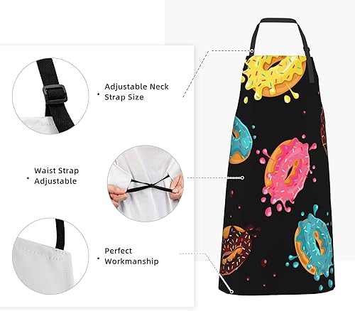 Miniatura 5 de Gkyygk Womens Apron with Pockets Adjustable Strap at Neck & Waist Ties for Cooking Baking BBQ Men Women