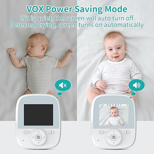 Miniatura 6 de Monitor de bebé con cámara y audio, monitor de bebé de video de 2.8 pulgadas con transmisión segura, sin WiFi, visión nocturna, sensor de