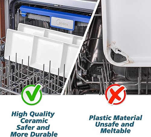 Miniatura 3 de DELLING Bandeja de cerámica apilable de 3 secciones de 16 x 5 pulgadas, juego de 3 bandejas para servir, platos divididos blancos, aperitivos,