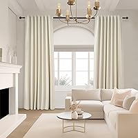 Vista 2 de Topfinel Cortinas Opacas y Cortinajes Marfil Crema de 84 Pulgadas de Largo, Beige con Pliegues Pinzados Completamente Opacas de Lino Natural