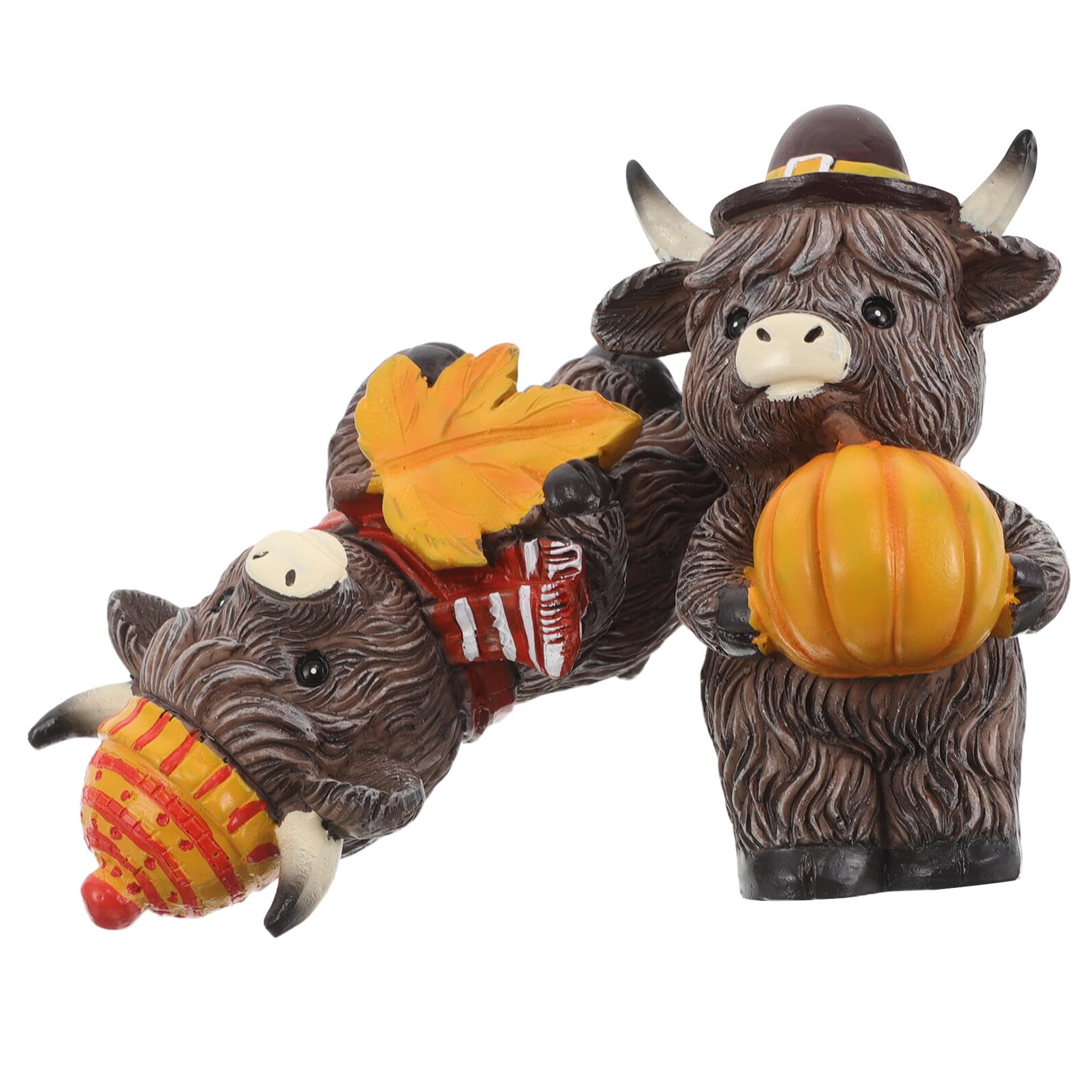 Décoration intérieure rustique d'automne avec duo de vaches des Highlands