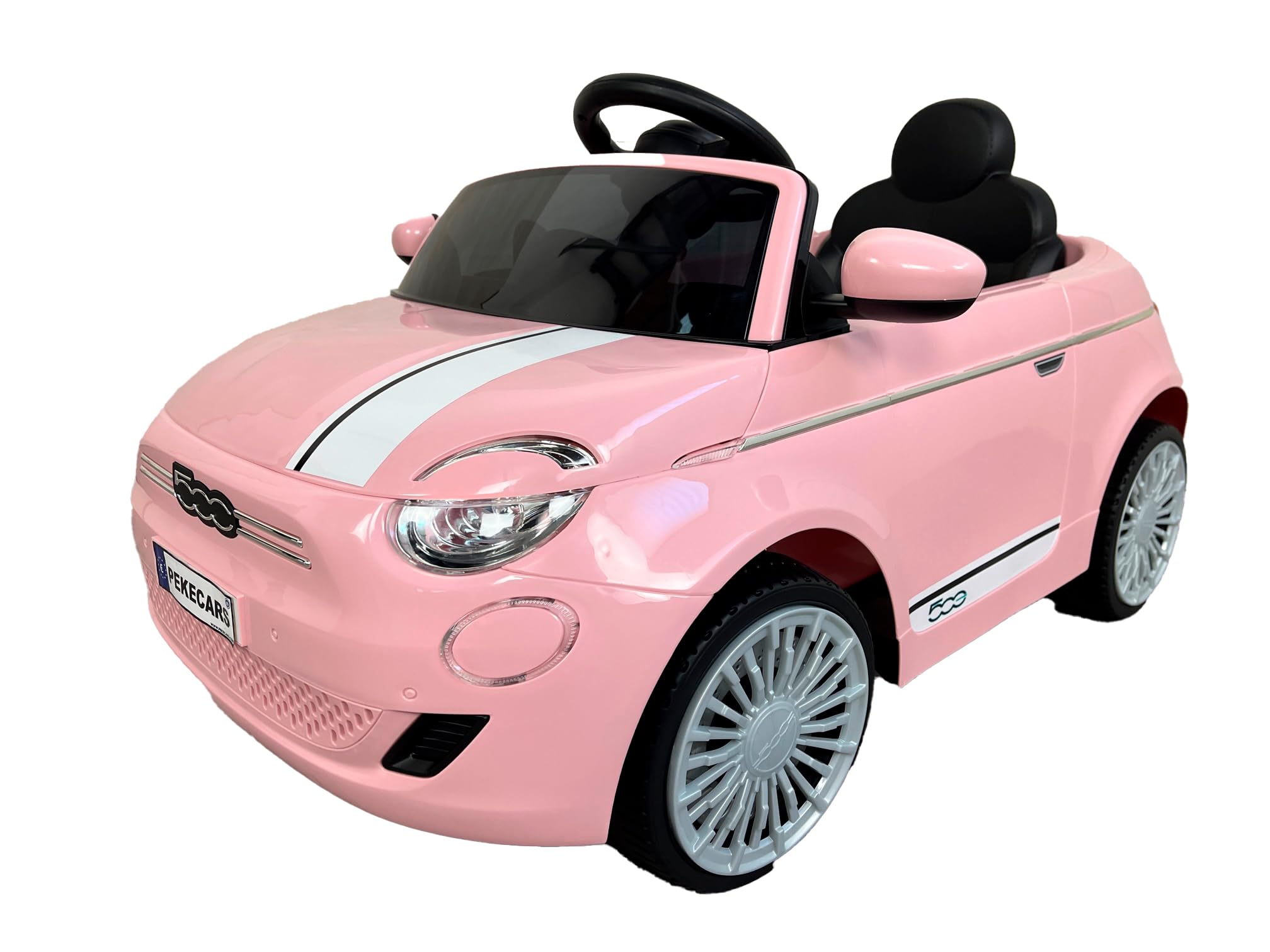 Fiat 500 12V Rosa Coche Eléctrico Infantil para niños y niñas de 1 a 5 años con Mando radiocontrol, USB, MP3, Varias velocidades y Freno automático
