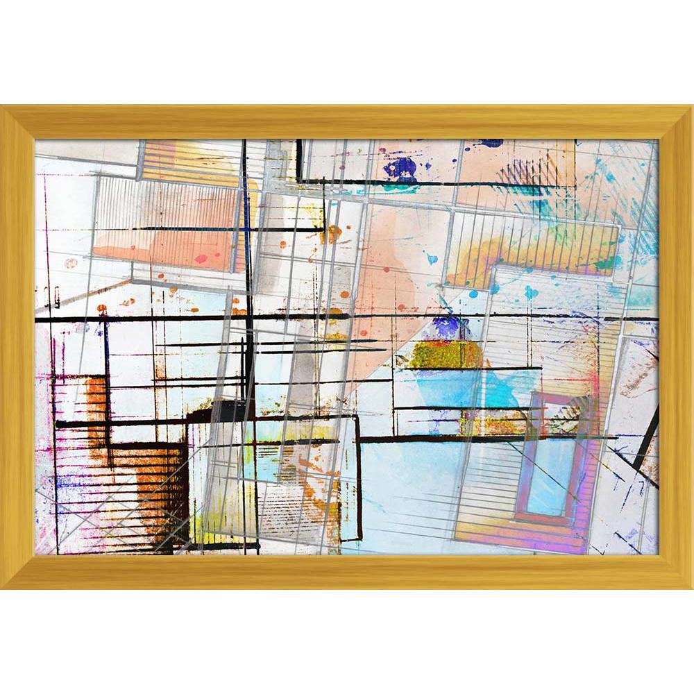 ArtzFolio Abstract Art D8 | Paper Wall Poster Golden Frame with Acrylic Glass | 13 x 9 inch (33 x 23 cms)
