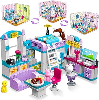 HOGOKIDS Friends Girl's Room Building Sets - 194 Pieces Dream House Bedroom Living Room Kitchen 3 in 1 Building Block Bricks Kit Toys Christmas Birthday Gift for Kids Girls Boys 6 7 8 9 10 Years Old