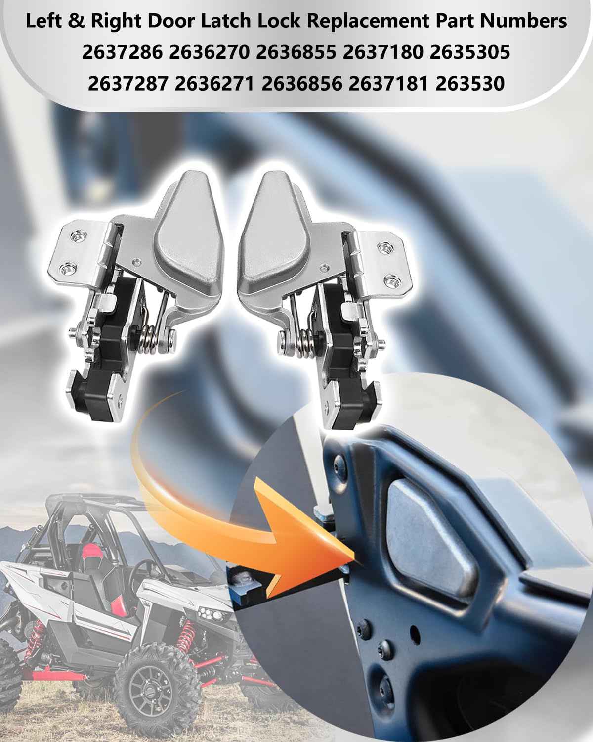 Door Latch Lock Set LH RH Fit For Polaris RZR 2015-Up RZR