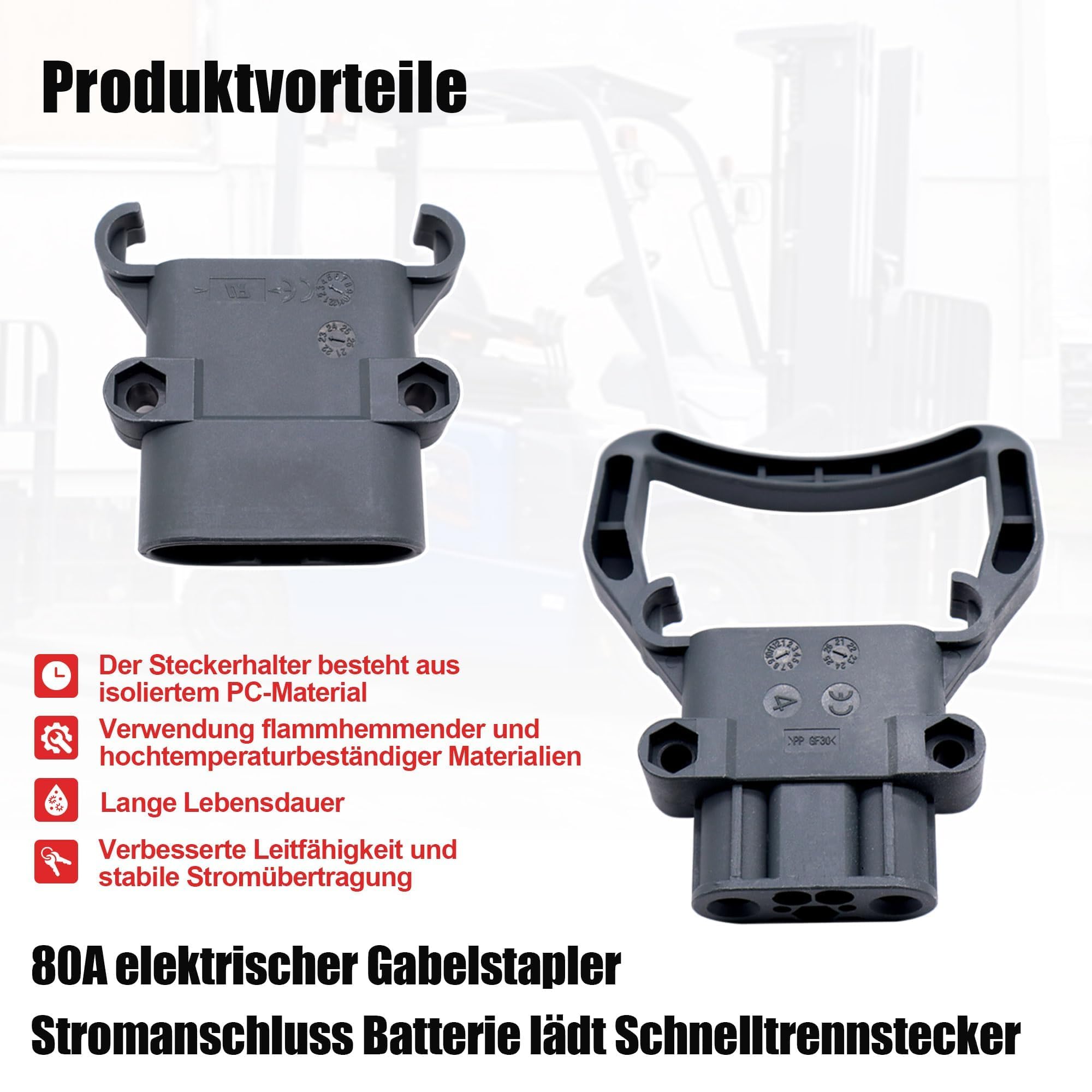 80 A elektrischer Gabelstapler Stromanschluss Batterie lädt Schnelltrennstecker