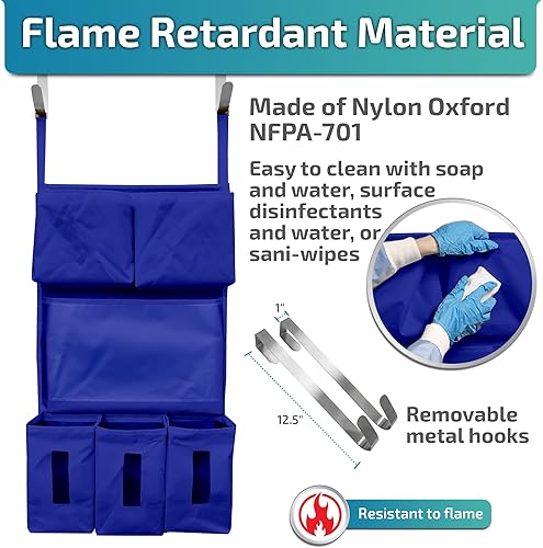 Miniatura 6 de Equipos de protección personal (PPE) Aislamiento puerta Caddy, Nylon Oxford NFPA-701 revestimiento ignífugo a gran escala 18.5 X 31 pulgadas,