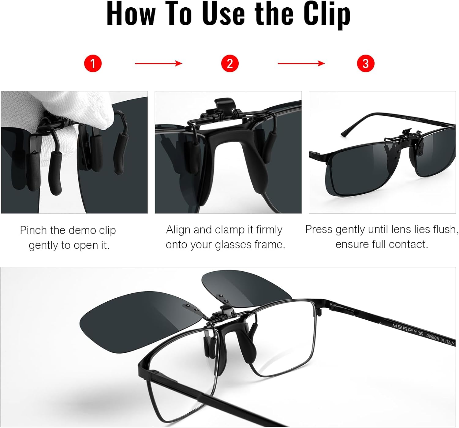 MERRY'S Polarized Clip on Sunglasses Flip Up Metal Clip Attachments for Prescription Glasses - Image 6