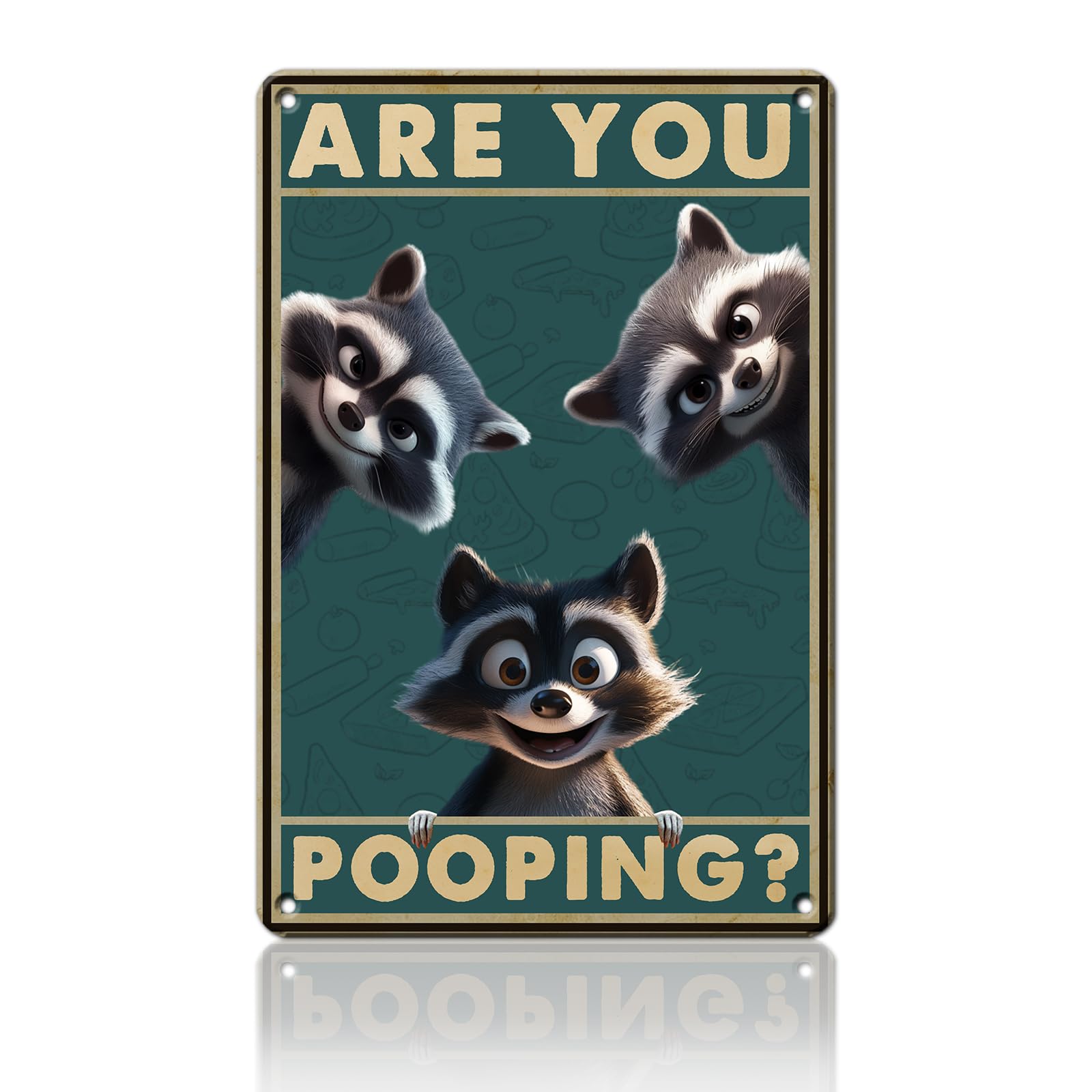 Anceky Retro Metal Tin Sign Raccoon Are You Pooping Sign Funny Wall Decor for Home Farmhouse Backyard Bar Outdoor 12×16 Inch