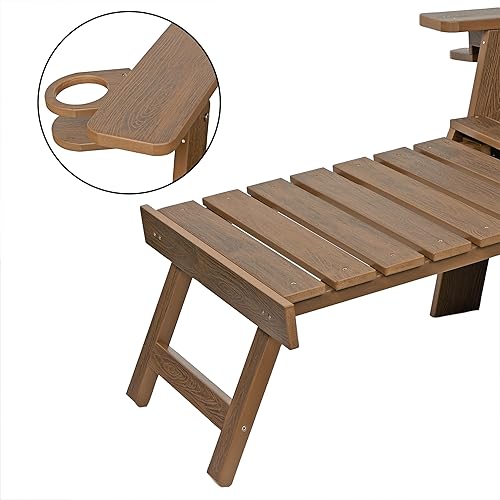 Miniatura 8 de Alpine Corporation MFW104DTK - Silla plegable Adirondack con portavasos y otomana, asiento para jardín, terraza y patio, 38 pulgadas de alto