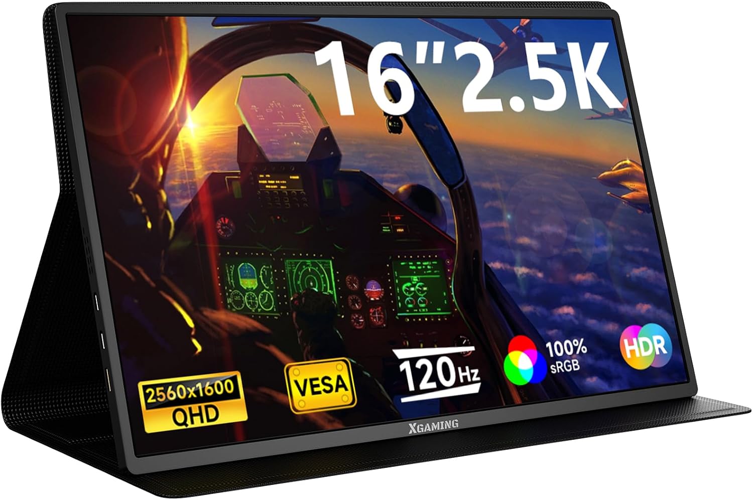 Portable Monitor Latest 16” QHD 2.5K, 120Hz IPS USB-C HDMI Laptop Monitor w/Smart Cover Bag & Dual Speakers, External HDR Computer Screen, Travel Gaming Monitor for PC MAC Phone Xbox PS4/5 Switch Portable Monitor Latest 16” QHD 2.5K, 120Hz IPS USB-C HDMI Laptop Monitor w/Smart Cover Bag & Dual Speakers, External HDR Computer Screen, Travel Gaming Monitor for PC MAC Phone Xbox PS4/5 Switch