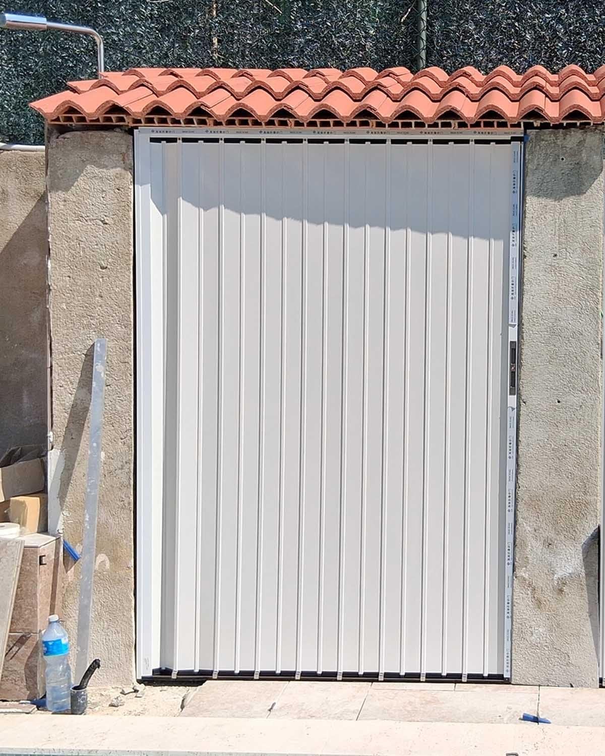 Customizable Metal Concertina Folding Door - White Sliding Gate Screen for Exterior & Interior, Lockable Multifold Doorway Solution for Gazebo & Shed (63x80in & 40x80in)