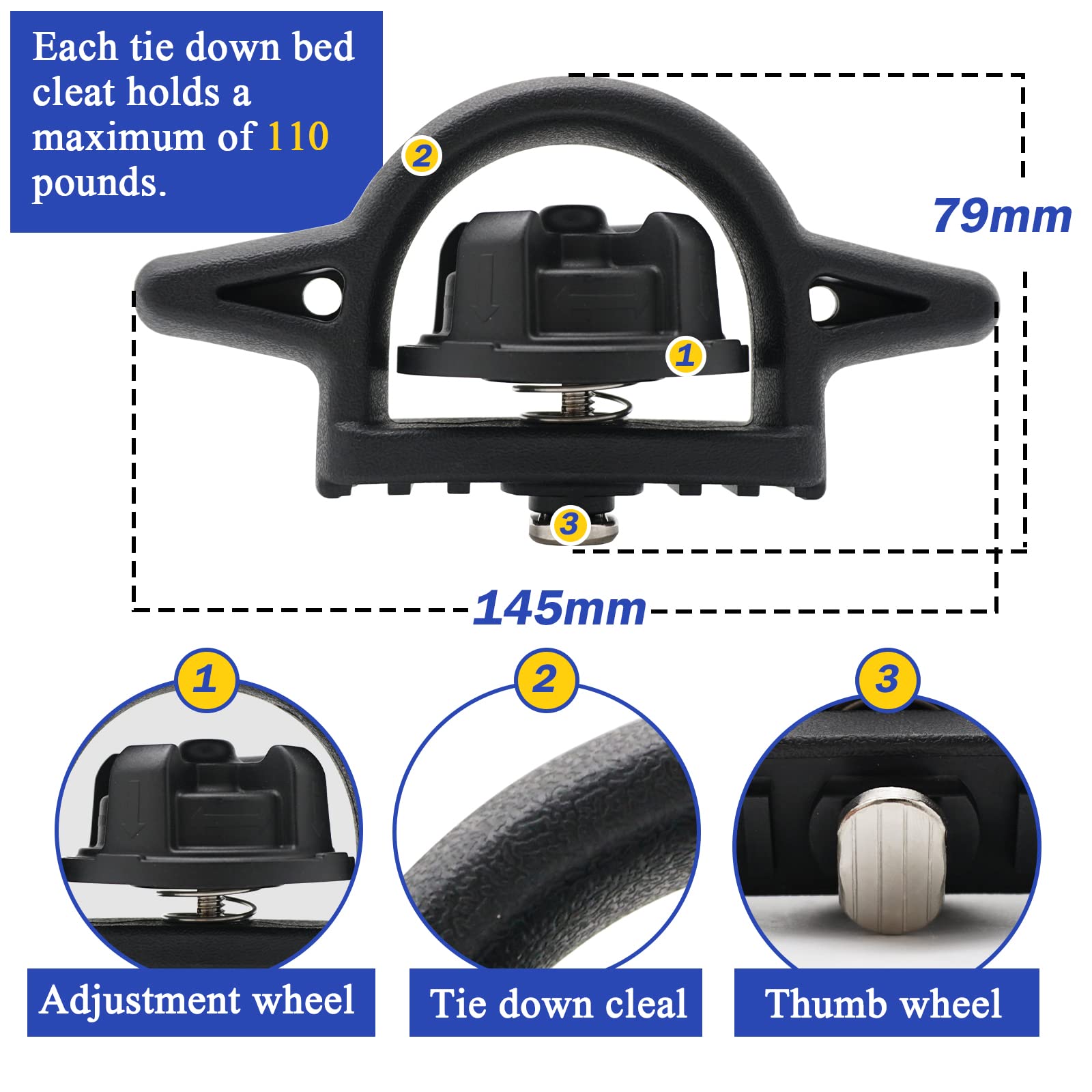 Amazon.co.jp: X4XZ タイダウンベッドクリート 4個 2005-2021 トヨタ