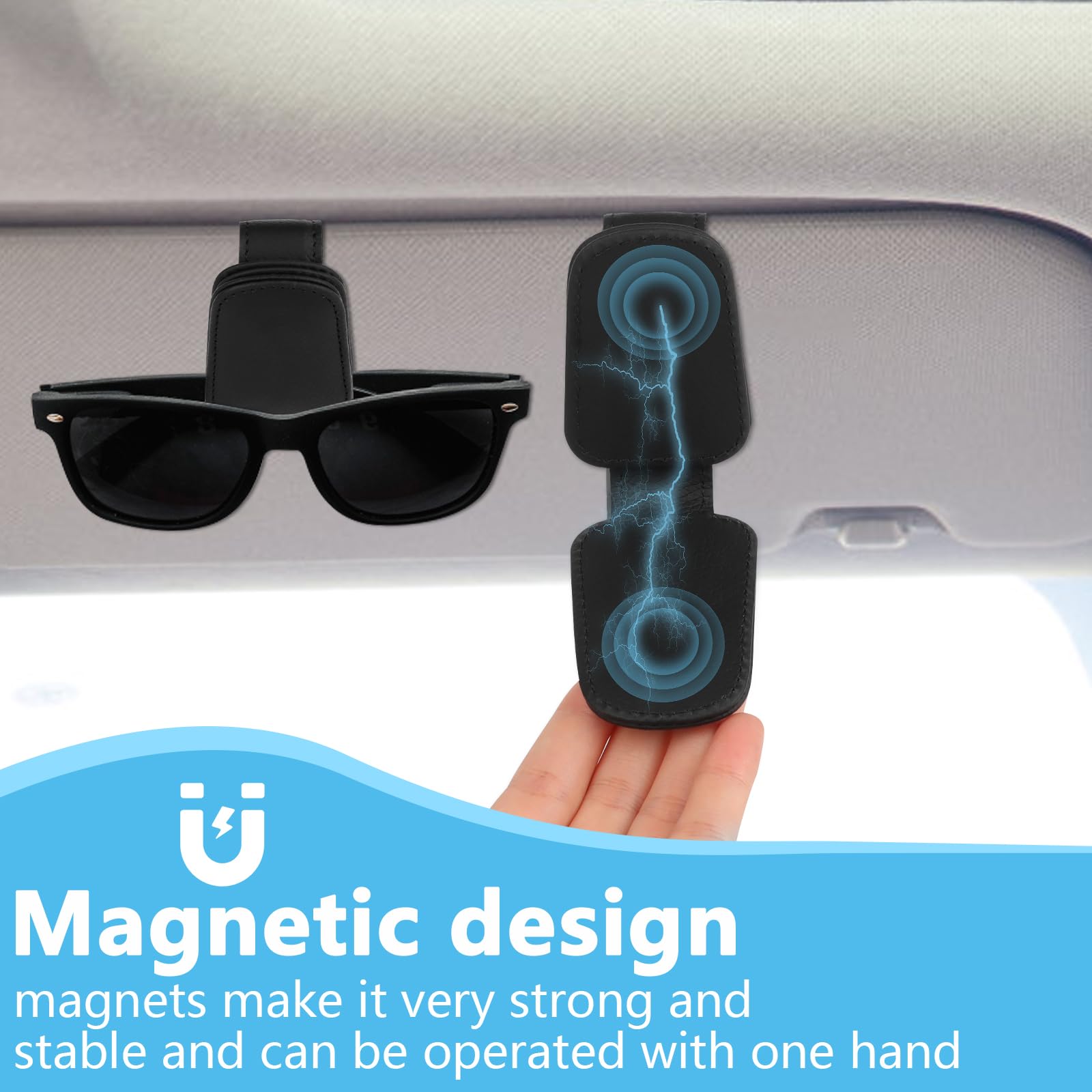 Portaocchiali Auto 2 Pezzi - Supporto Parasole Universale In Pelle Per Occhiali E Biglietti