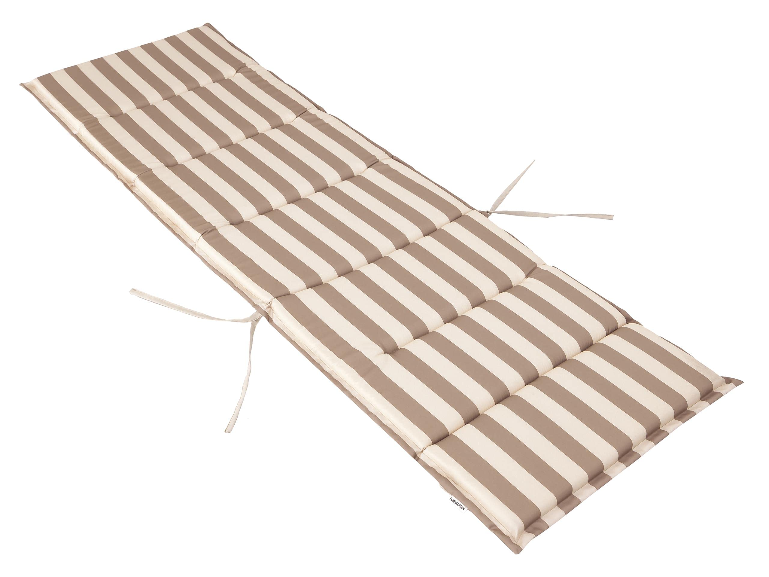 PillowPrim Sitzkissen für Sonnenliege - Stuhlkissen - Für Gartenliege, Terrassen und Balkonliebhaber - Komfort im Freien - Beige mit Streifen, 185x56x4 cm