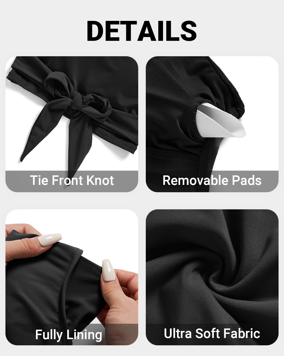 Crop Top Swim Bathing Suit - Women Bikini Swimsuit Top High Neck Bra Tie Knot Top Only 2025 - Image 6