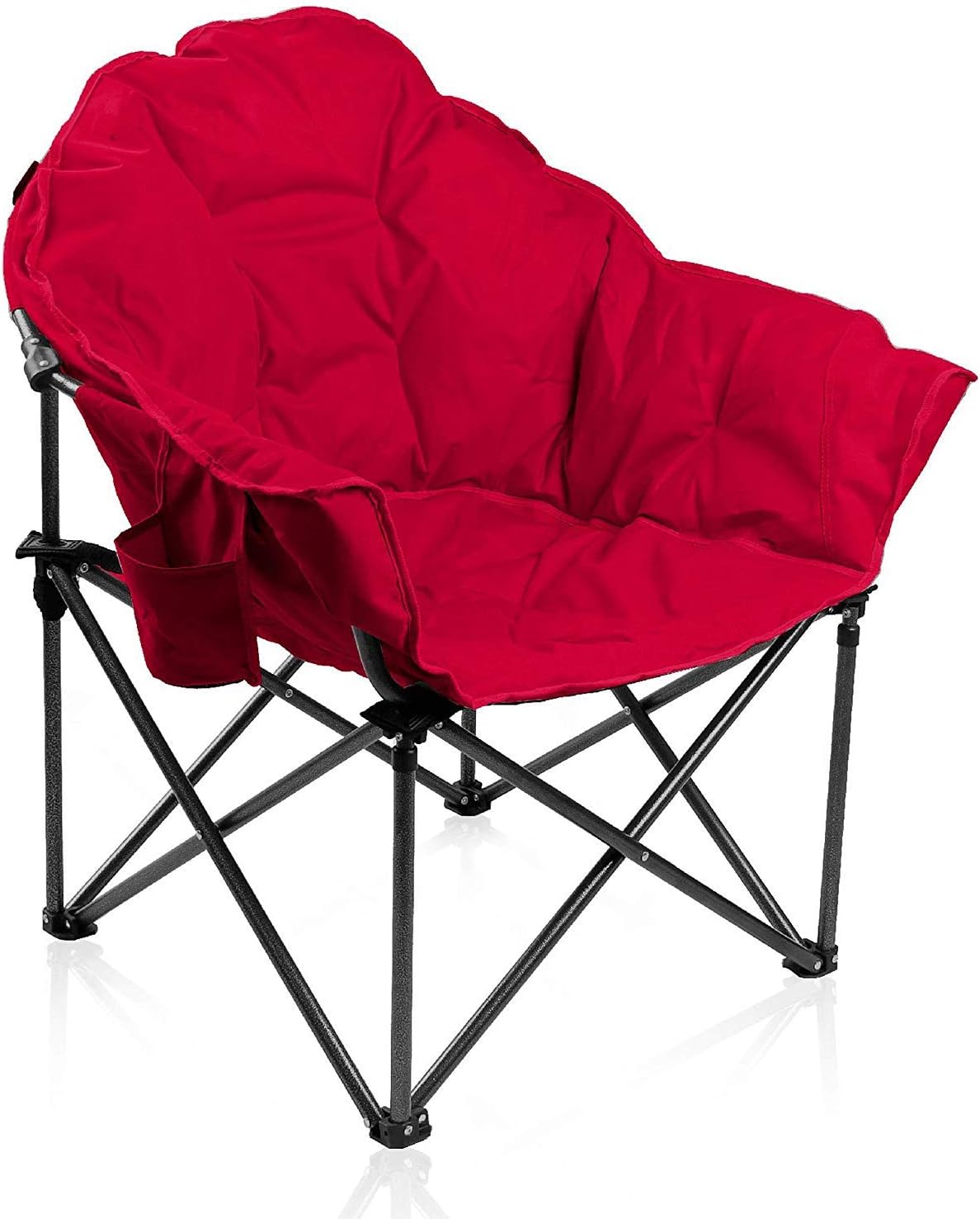 Camping World Reclining Folding Oversized Moon Saucer Chair with Cup Holder for Camping, Hiking - Saucer Support 350 LBS