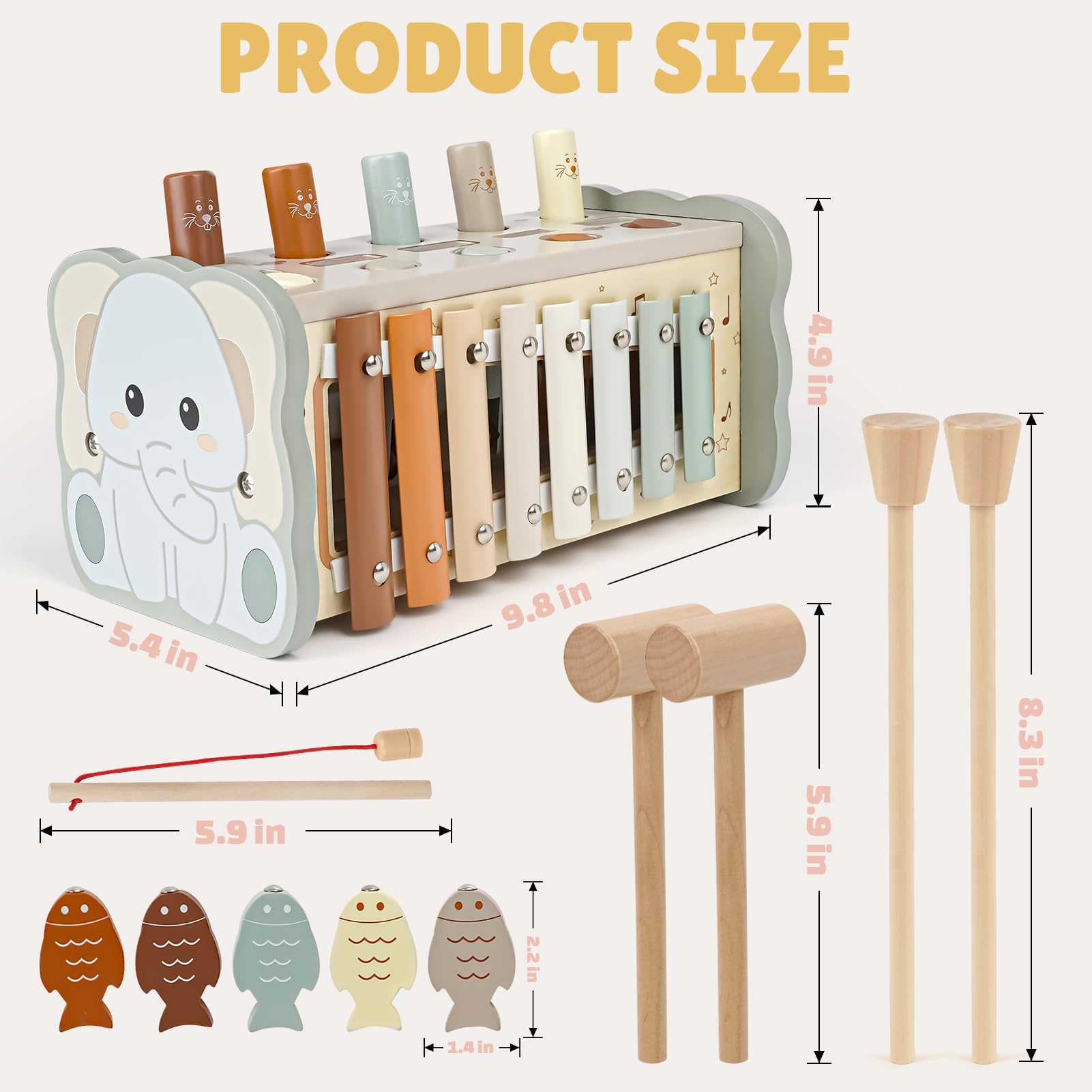 Joyreal Wooden Hammering Toys for 1 Year Old -7