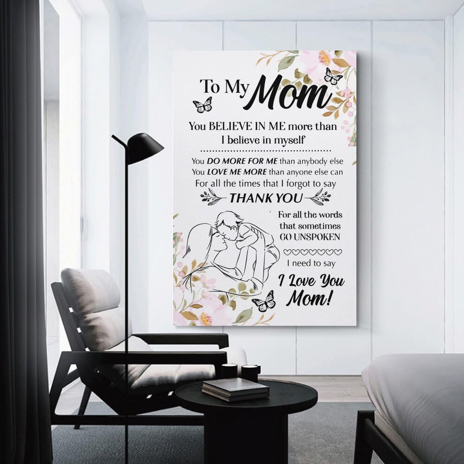 Junmoney To My Mom Gift Wall Art Print, 24x36inch(60x90cm), for Entryway, Lounge Links Or Small Walls, Decorative Wall Art for Narrow Spaces