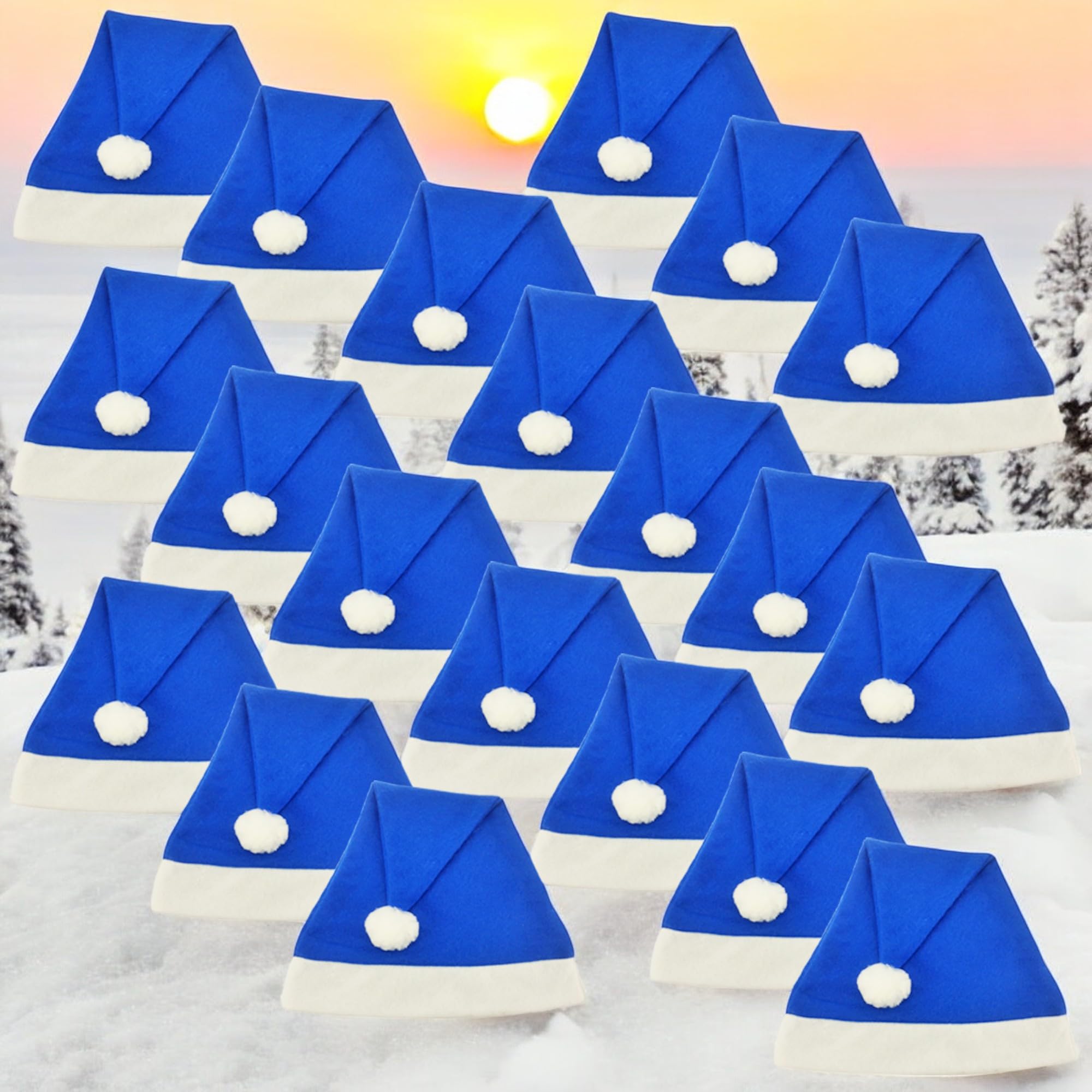 Ciffre 48 Stück im Set Weihnachtsmütze Nikolausmütze Winter Mütze Mützen Nikolaus Santa Blau