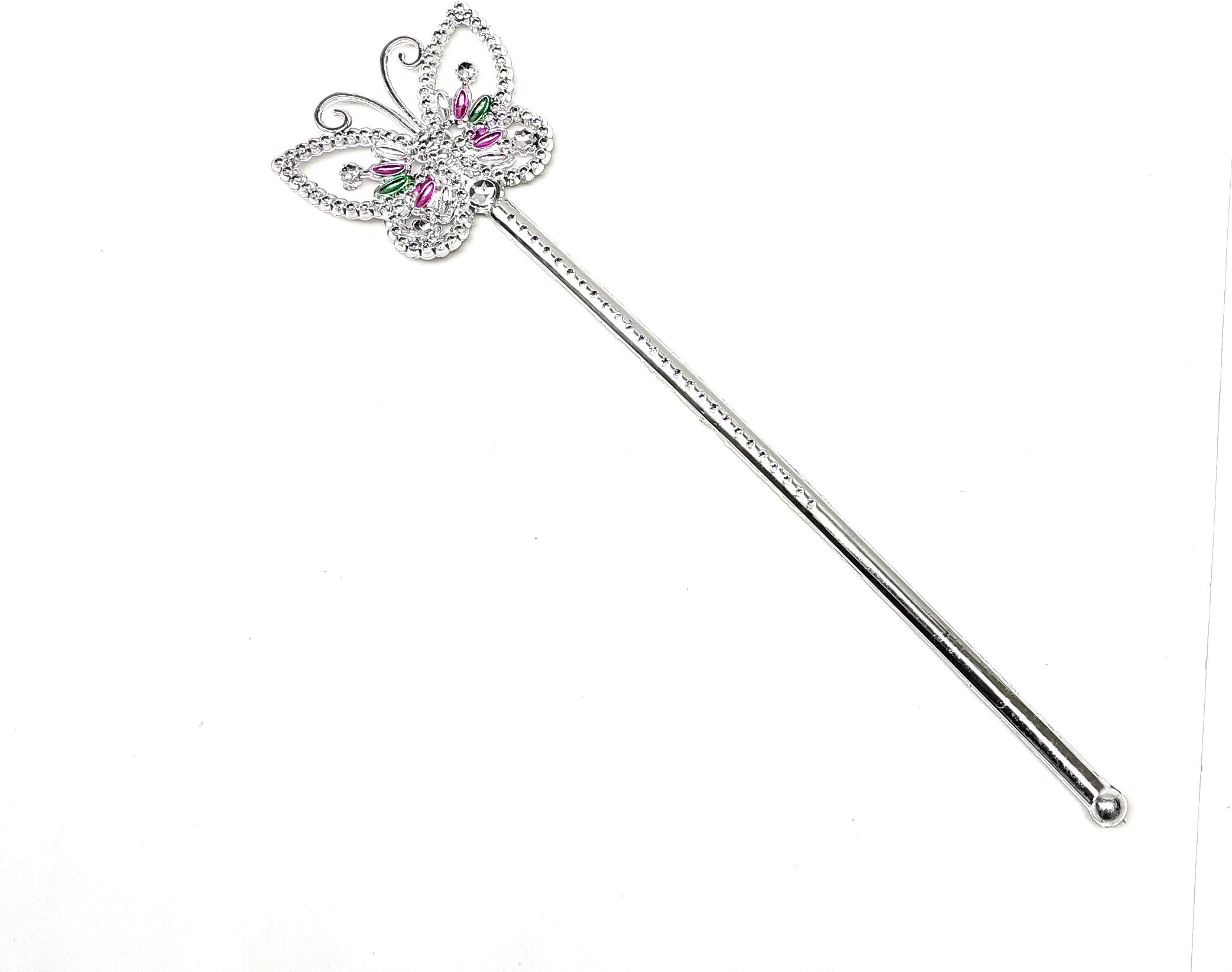 TRIPLC MOOLYAVAAN Products Girls/Kids Costume Props Butterfly Magic Wand Princess Angel Fairy Wands Sticks Christmas, Birthday Party, Wedding, Halloween, Cosplay 12.5 Inches (Silver)