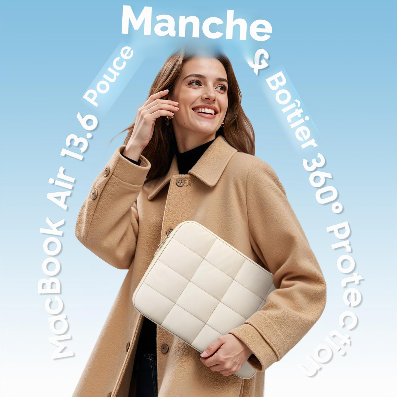 FINTIE Coque Housse MacBook Air 13.6 Pouces M5 M4 M3 M2 2026 2025 2024 2022 Beige